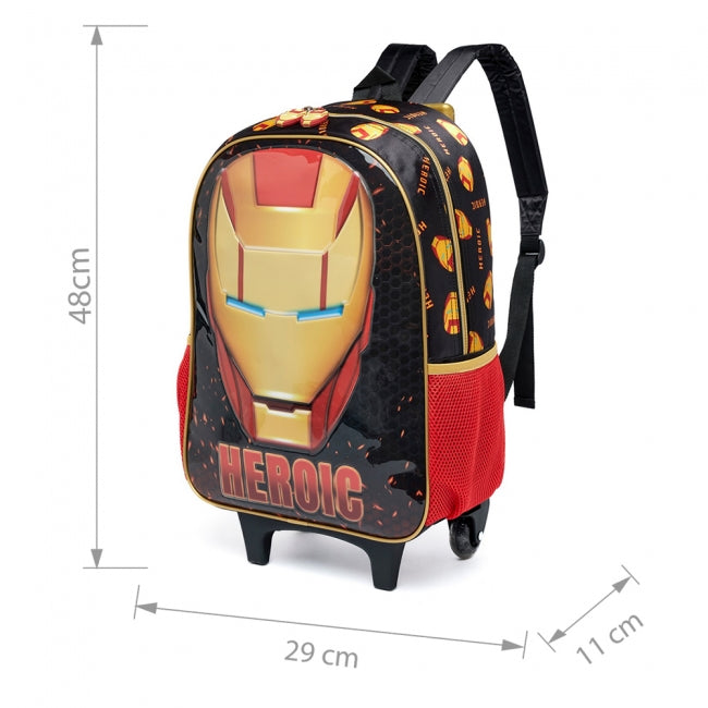 Kit Mochila De Rodinhas Infantil Escolar Homem de Ferro - Volta as Aulas MDM02