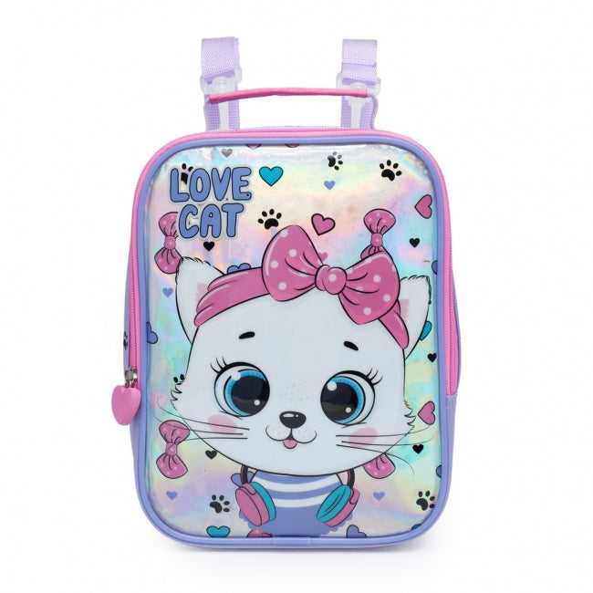 Kit Mochila com Rodinha Escolar Infantil Gatinha Fofa - Volta as Aulas MDM09