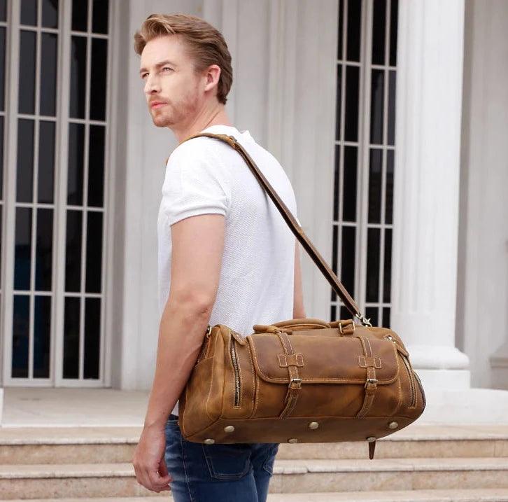 Bolsa Nomad Leather Duffle - de Viagem Vintage em Couro legítimo