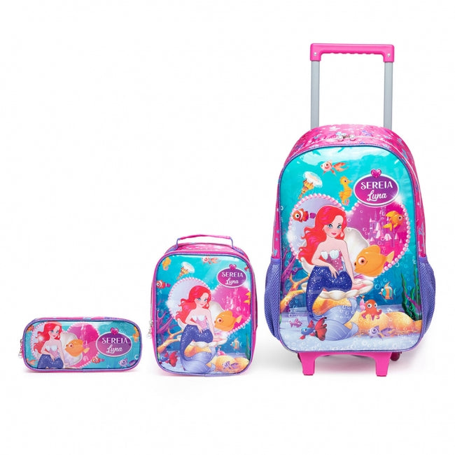 Kit Mochila com Rodinha Escolar  Sereia - Volta as Aulas MDM022