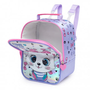 Kit Mochila com Rodinha Escolar Infantil Gatinha Fofa - Volta as Aulas MDM09