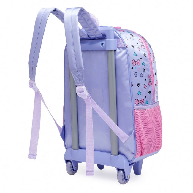 Kit Mochila com Rodinha Escolar Infantil Gatinha Fofa - Volta as Aulas MDM09